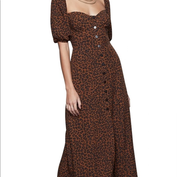 GOOD AMERICAN Leopard Print Puff Sleeve Maxi Dress - Picture 2 of 5